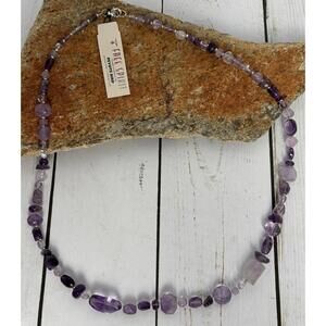Peyote‎ Bird Faceted Amethyst Sterling Mix Bead Necklace J189